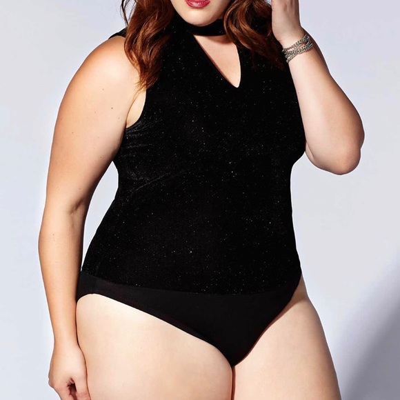 NWT TESS HOLIDAY 2x- Sleeveless Velvet Bodysuit - Picture 1 of 7